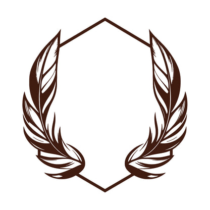 Vinyl Wall Stickers Elegant And Featuring Stylized Feathers Flanking A Geometric Hexagonal Frame Ideal Store Decoration