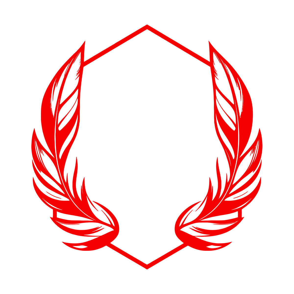 Vinyl Wall Stickers Elegant And Featuring Stylized Feathers Flanking A Geometric Hexagonal Frame Ideal Store Decoration