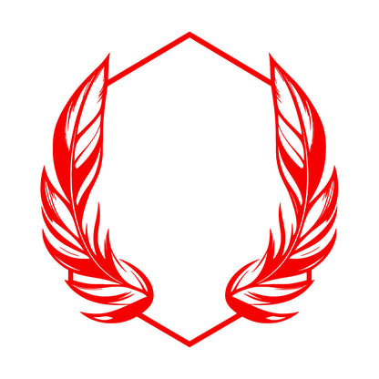 Vinyl Wall Stickers Elegant And Featuring Stylized Feathers Flanking A Geometric Hexagonal Frame Ideal Store Decoration