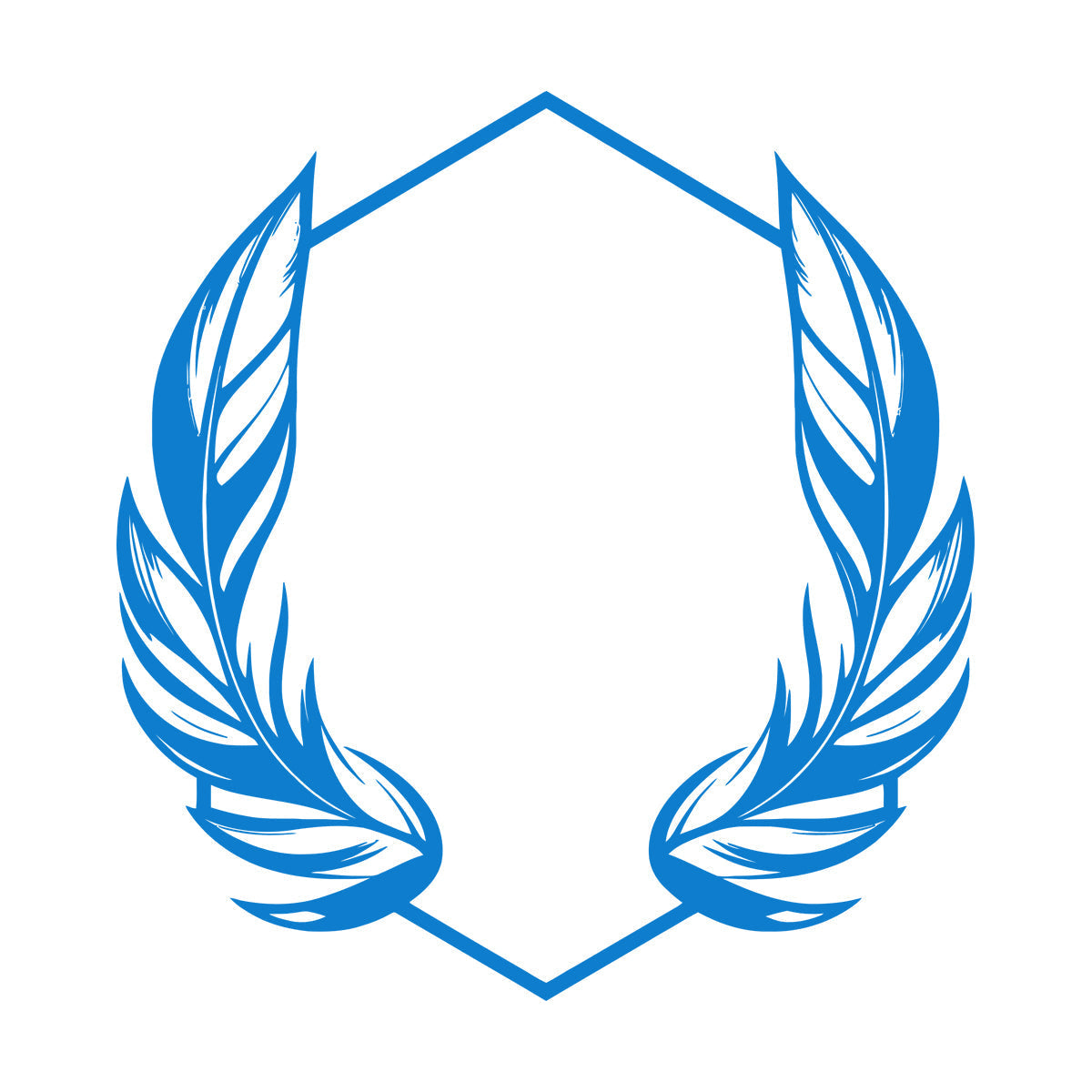 Vinyl Wall Stickers Elegant And Featuring Stylized Feathers Flanking A Geometric Hexagonal Frame Ideal Store Decoration