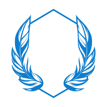 Vinyl Wall Stickers Elegant And Featuring Stylized Feathers Flanking A Geometric Hexagonal Frame Ideal Store Decoration