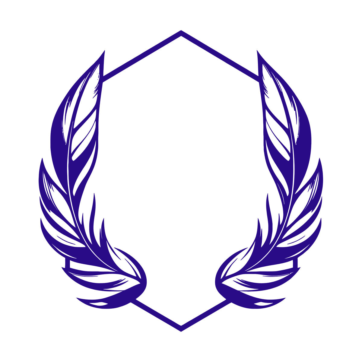 Vinyl Wall Stickers Elegant And Featuring Stylized Feathers Flanking A Geometric Hexagonal Frame Ideal Store Decoration