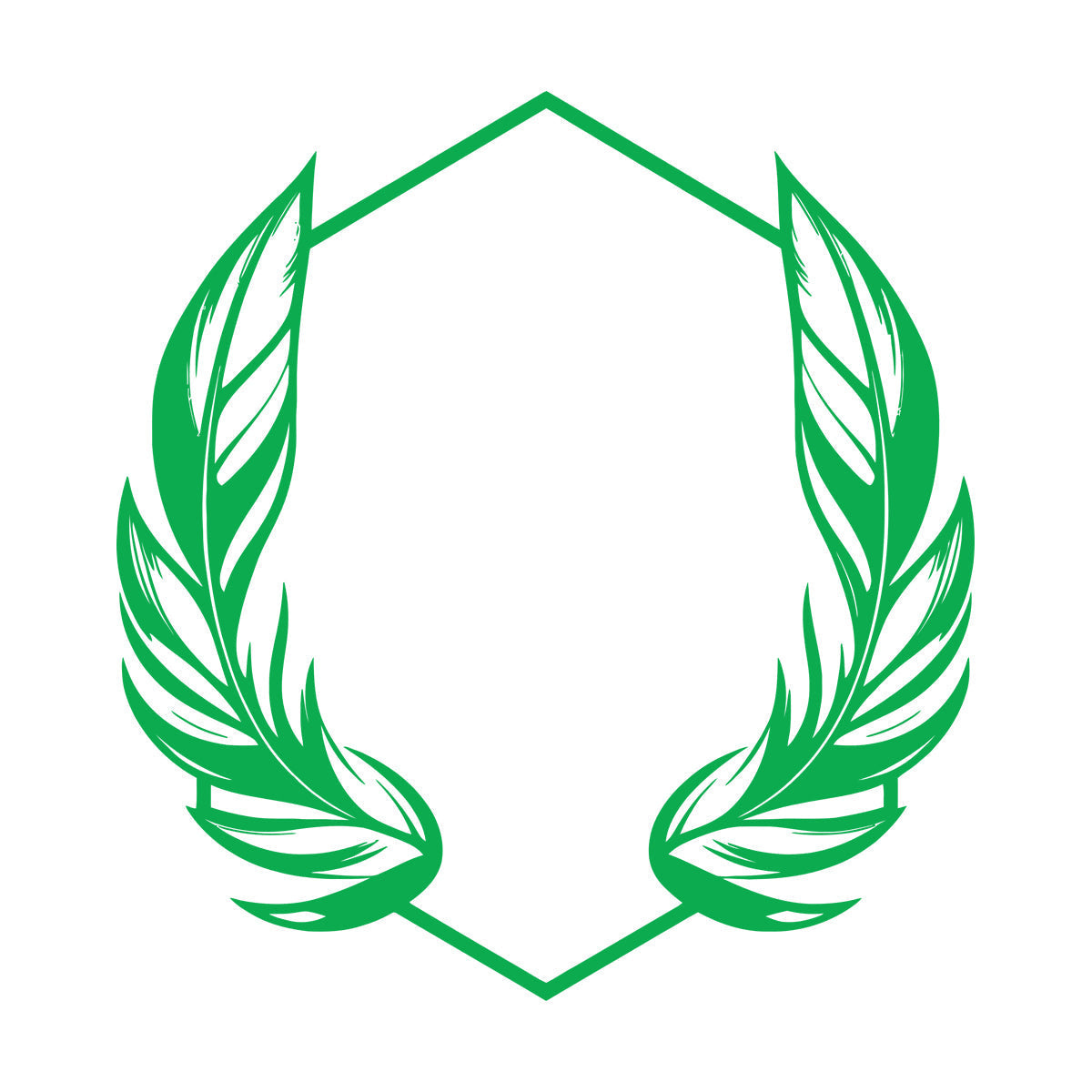 Vinyl Wall Stickers Elegant And Featuring Stylized Feathers Flanking A Geometric Hexagonal Frame Ideal Store Decoration