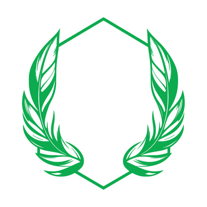 Vinyl Wall Stickers Elegant And Featuring Stylized Feathers Flanking A Geometric Hexagonal Frame Ideal Store Decoration