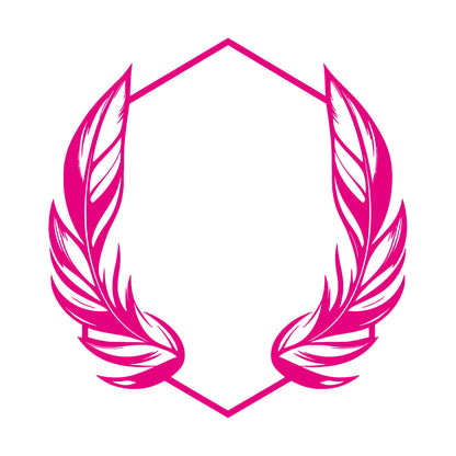 Vinyl Wall Stickers Elegant And Featuring Stylized Feathers Flanking A Geometric Hexagonal Frame Ideal Store Decoration