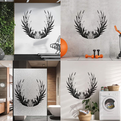 Vinyl Wall Stickers Elegant Floral Pattern With Leaves Feathers Can Modify And Add Information