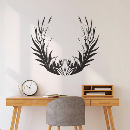 Vinyl Wall Stickers Elegant Floral Pattern With Leaves Feathers Can Modify And Add Information