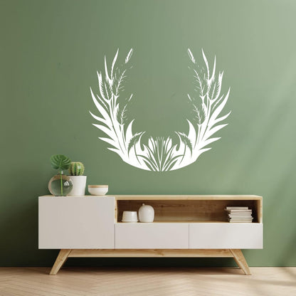 Vinyl Wall Stickers Elegant Floral Pattern With Leaves Feathers Can Modify And Add Information