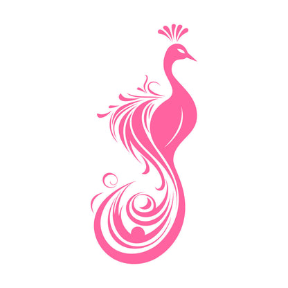 Vinyl Wall Decals Elegant And Peacock Silhouette With Ornate Tail Feathers Store Decoration