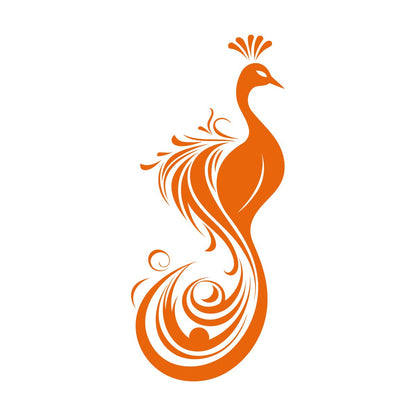 Vinyl Wall Decals Elegant And Peacock Silhouette With Ornate Tail Feathers Store Decoration