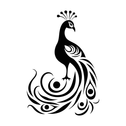 Wall Vinyl Sticker Decor Elegant And Silhouette Of A Peacock With It'S Tail Feathers Spread Wide Tattoo Culture