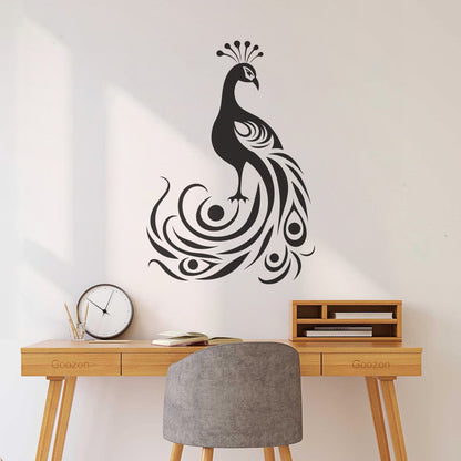 Wall Vinyl Sticker Decor Elegant And Silhouette Of A Peacock With It'S Tail Feathers Spread Wide Tattoo Culture