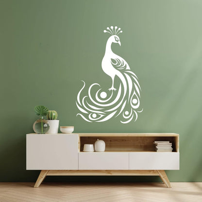 Wall Vinyl Sticker Decor Elegant And Silhouette Of A Peacock With It'S Tail Feathers Spread Wide Tattoo Culture