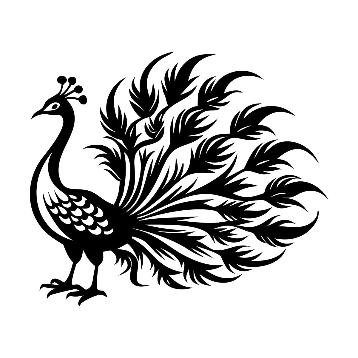 Wall Vinyl Sticker Decor Elegant Peacock With Flowing Feathers Ideal Art Mural Painting