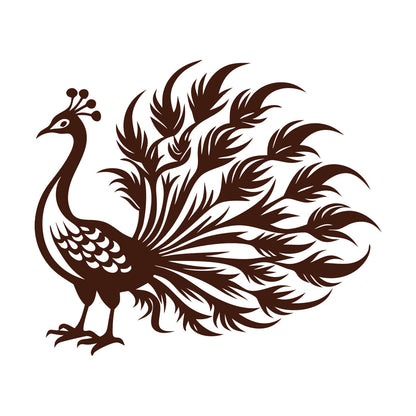 Wall Vinyl Sticker Decor Elegant Peacock With Flowing Feathers Ideal Art Mural Painting