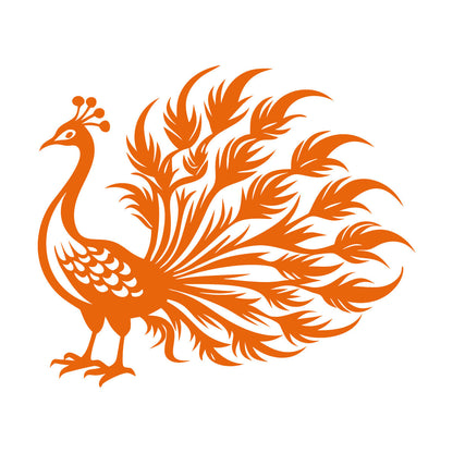 Wall Vinyl Sticker Decor Elegant Peacock With Flowing Feathers Ideal Art Mural Painting