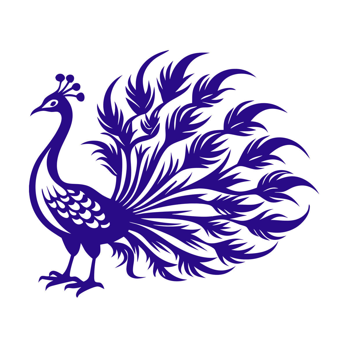 Wall Vinyl Sticker Decor Elegant Peacock With Flowing Feathers Ideal Art Mural Painting