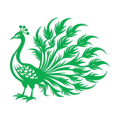 Wall Vinyl Sticker Decor Elegant Peacock With Flowing Feathers Ideal Art Mural Painting