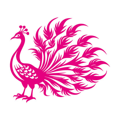 Wall Vinyl Sticker Decor Elegant Peacock With Flowing Feathers Ideal Art Mural Painting