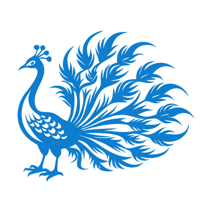 Wall Vinyl Sticker Decor Elegant Peacock With Flowing Feathers Ideal Art Mural Painting