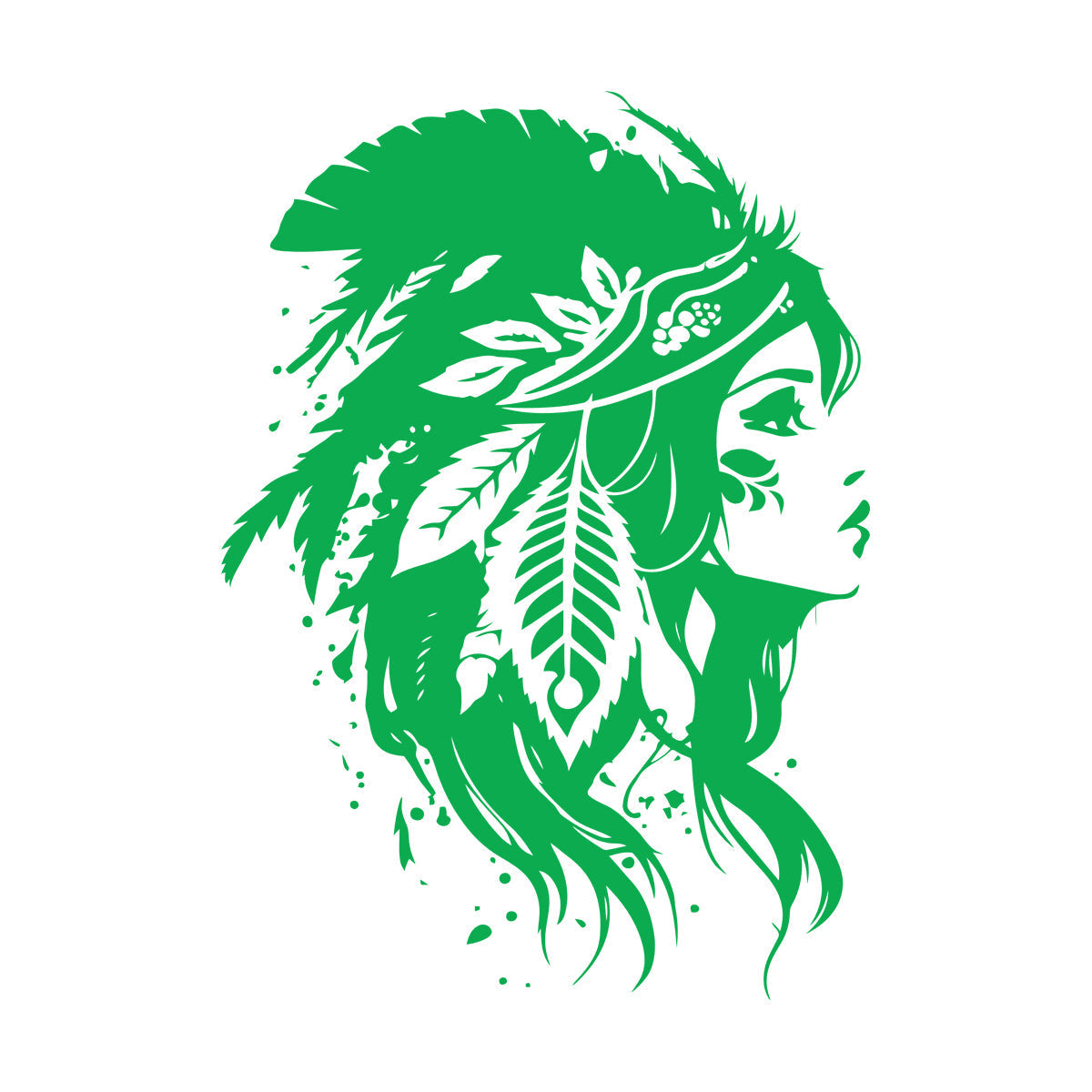 Vinyl Wall Stickers Elegant Indian Women Wearing A Traditional Headdress And Feathers Perfect Store Decoration