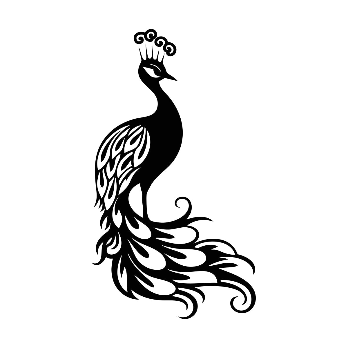 Wall Stickers Elegant Peacock Silhouette With Majestic Feathers Display Art Mural Painting