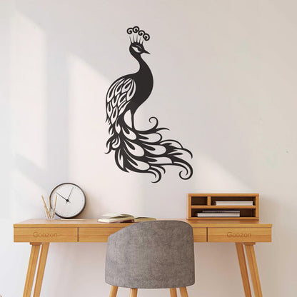 Wall Stickers Elegant Peacock Silhouette With Majestic Feathers Display Art Mural Painting