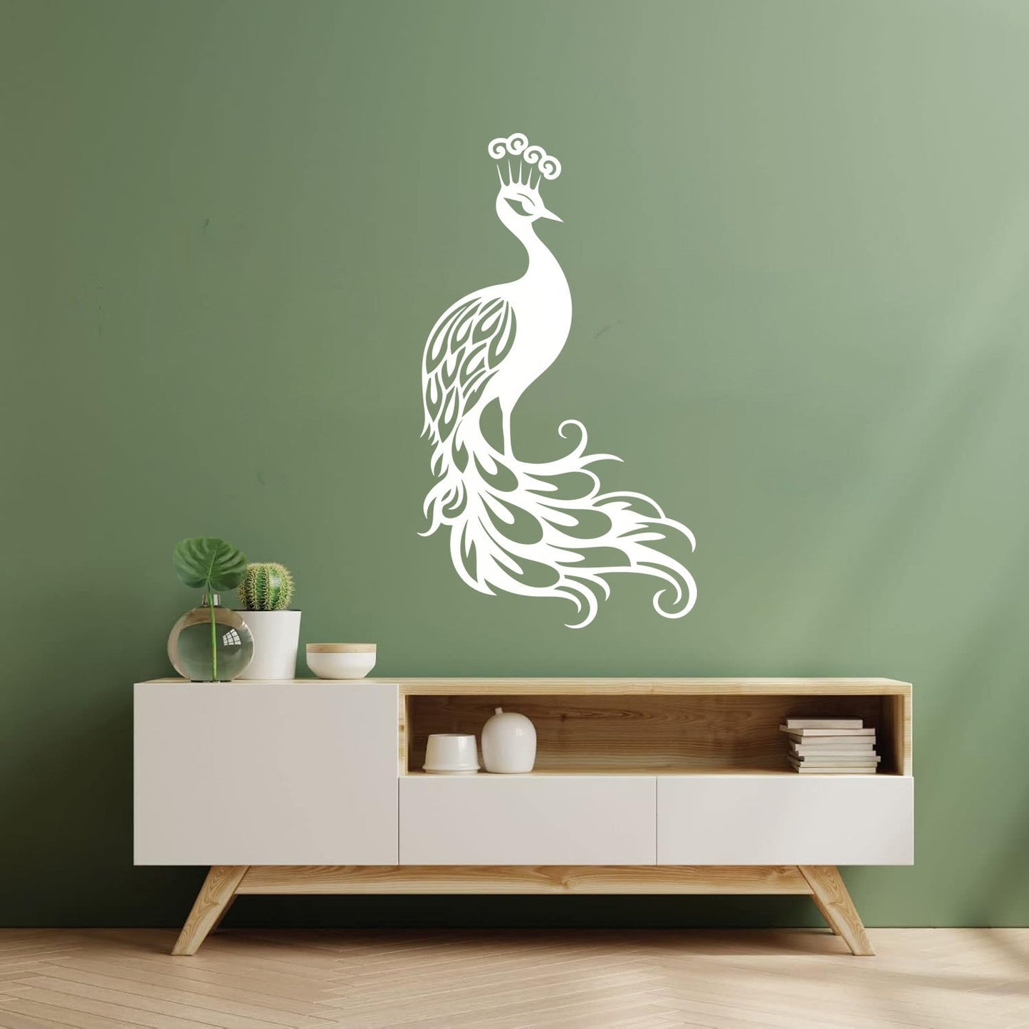 Wall Stickers Elegant Peacock Silhouette With Majestic Feathers Display Art Mural Painting