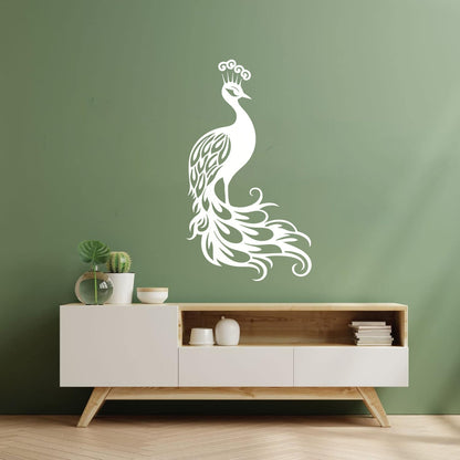 Wall Stickers Elegant Peacock Silhouette With Majestic Feathers Display Art Mural Painting