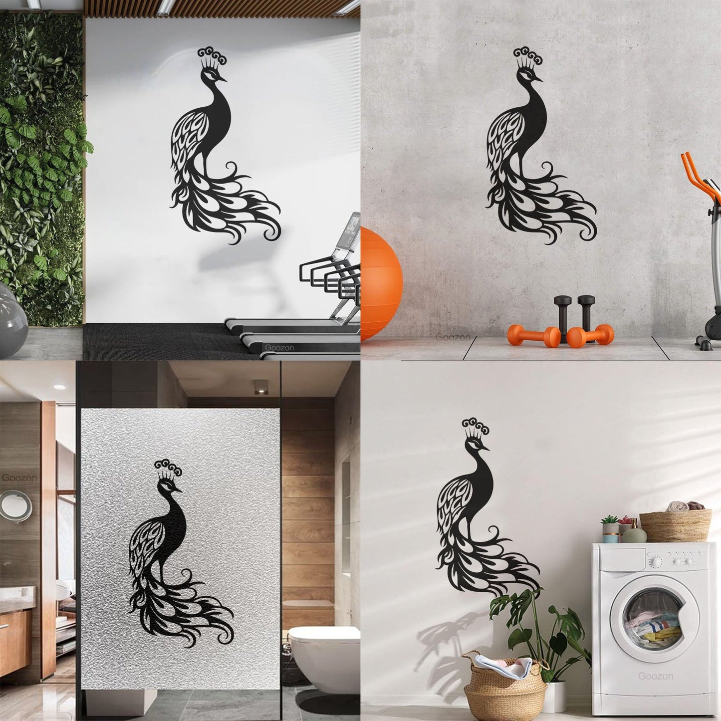 Wall Stickers Elegant Peacock Silhouette With Majestic Feathers Display Art Mural Painting