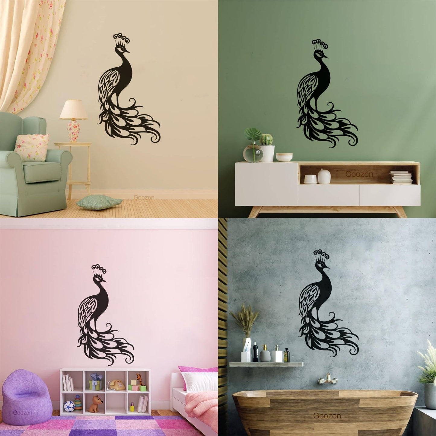 Wall Stickers Elegant Peacock Silhouette With Majestic Feathers Display Art Mural Painting
