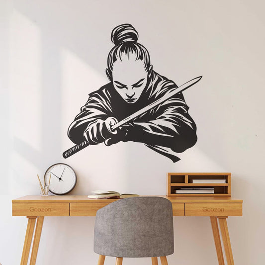 Focused Samurai Warrior Preparing Wall Decals Paster Paper Waterproof
