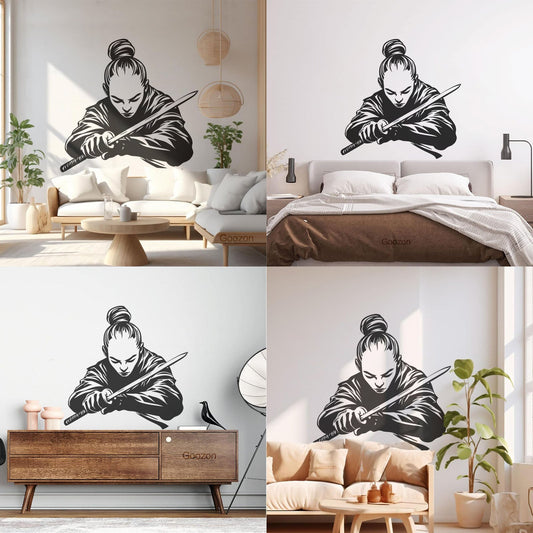 Focused Samurai Warrior Preparing Wall Decals Paster Paper Waterproof