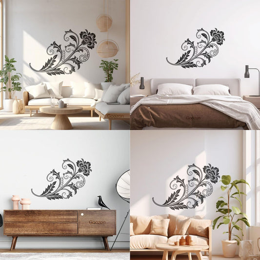 Mural And Wall Vinyl Decal Graceful Flower Motifs Ornamental Floral Designs Self Adhesive