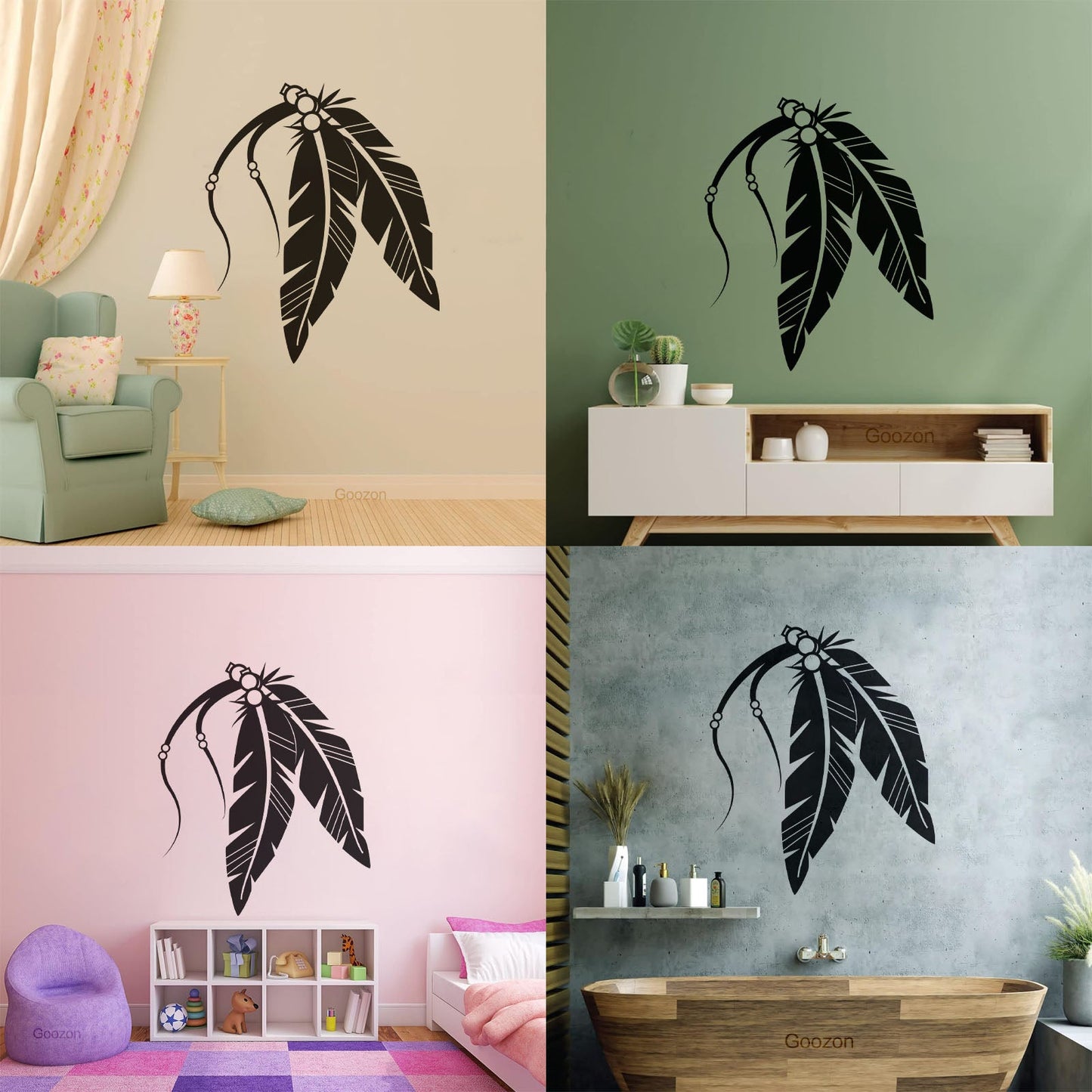 Engraving Stickers Graphics Of Tribal Feathers Easy Installation