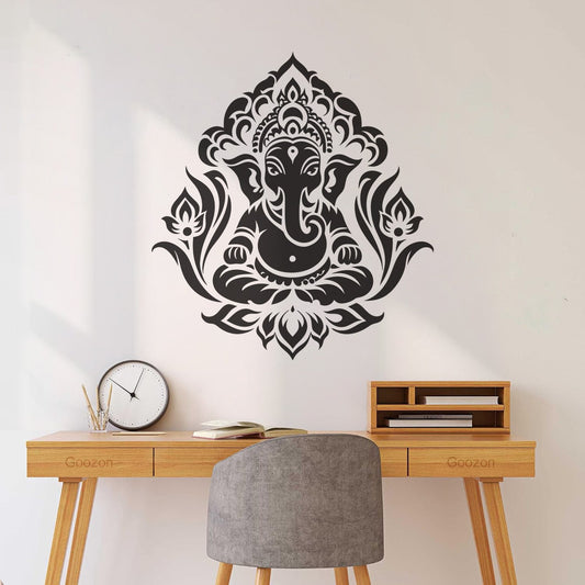 Engraving Decals Hindu God Ganesh God With Elephant Head And Lotus Motif Multi Color Selection