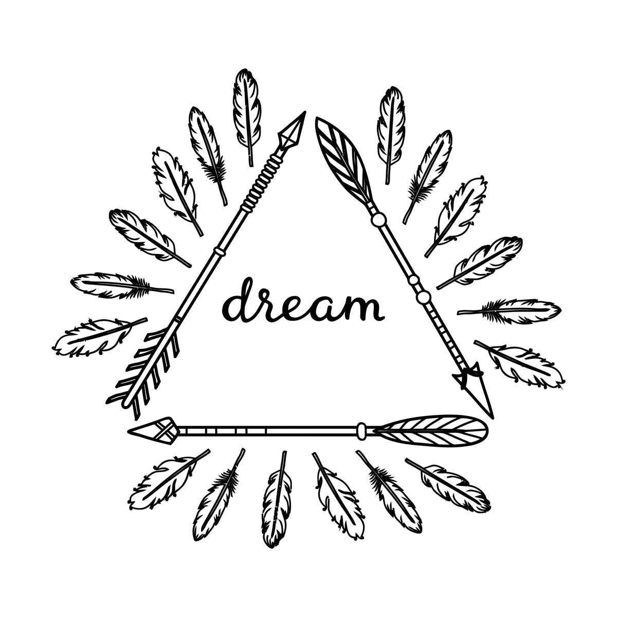 Wall Stickers Inspirational Poster With Boho Arrows And Feathers Self Adhesive