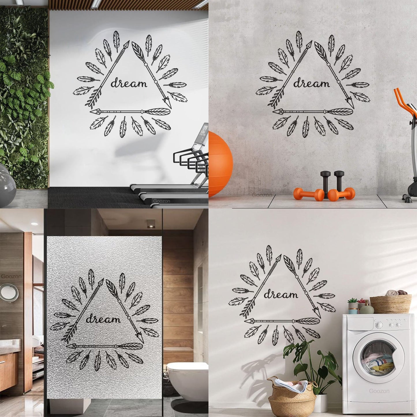 Wall Stickers Inspirational Poster With Boho Arrows And Feathers Self Adhesive