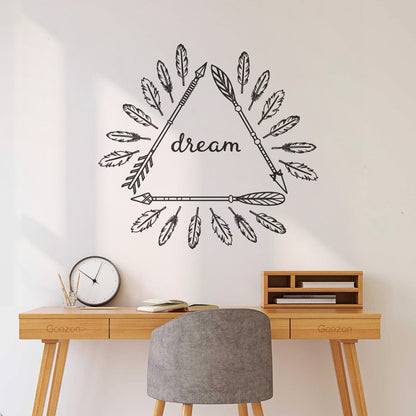 Wall Stickers Inspirational Poster With Boho Arrows And Feathers Self Adhesive