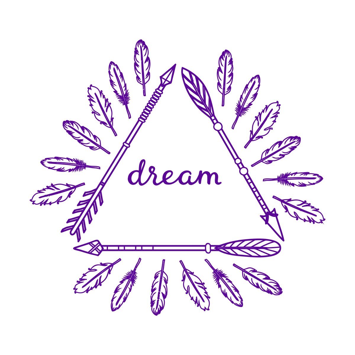 Wall Stickers Inspirational Poster With Boho Arrows And Feathers Self Adhesive