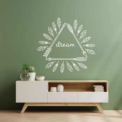 Wall Stickers Inspirational Poster With Boho Arrows And Feathers Self Adhesive