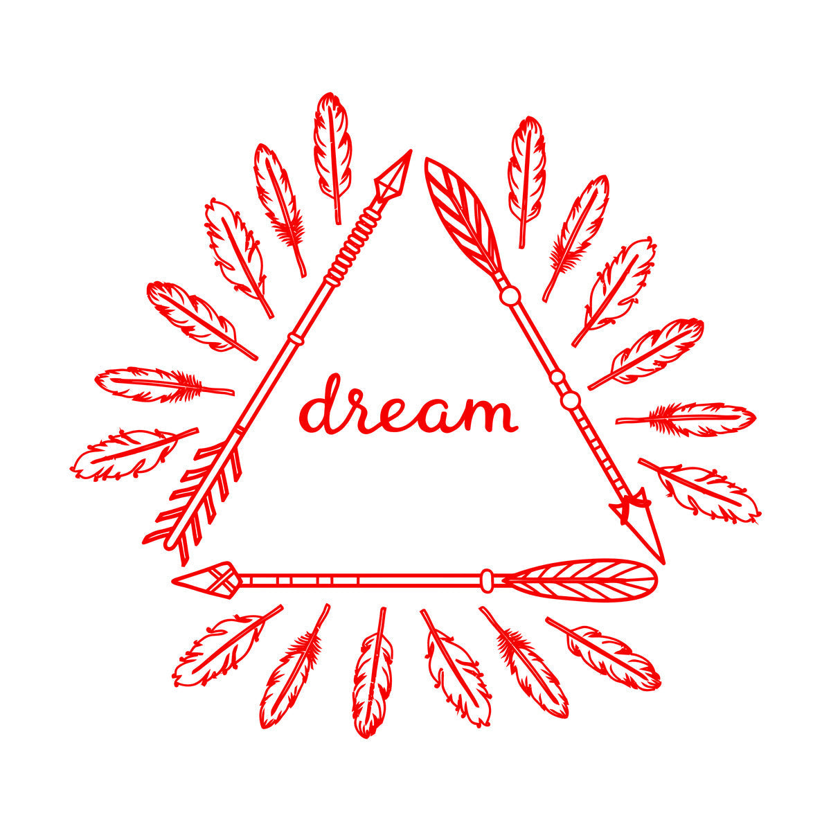 Wall Stickers Inspirational Poster With Boho Arrows And Feathers Self Adhesive