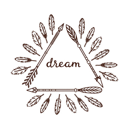 Wall Stickers Inspirational Poster With Boho Arrows And Feathers Self Adhesive