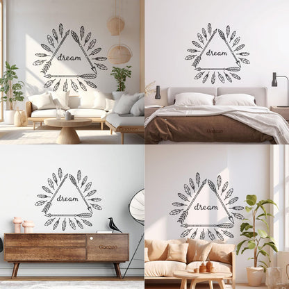 Wall Stickers Inspirational Poster With Boho Arrows And Feathers Self Adhesive