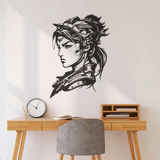 Japan Samurai Girl Logo And Hand Drawn Engraving Stickers Equipped With Transfer Film Kit