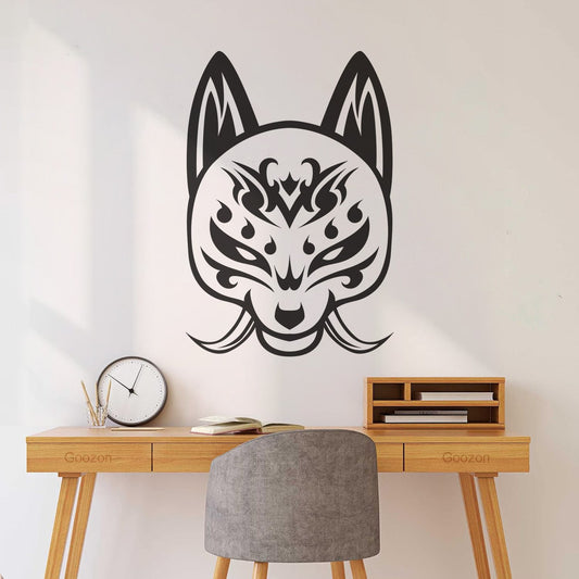 Kit'Sune Samurai And Head Japanesee Wolf Logo Vinyl Art Sticker Art Decoration