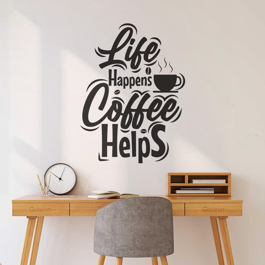Wall Decals Paster Paper Life Happens Coffee Helps Removable Without Leaving Glue