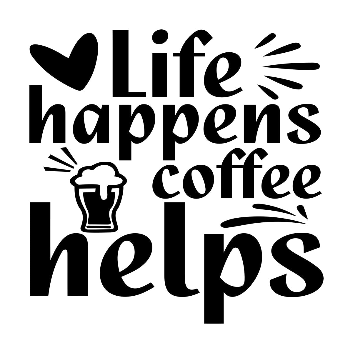Vinyl Wall Decals Life Happens Coffee Helps Multi Color Selection