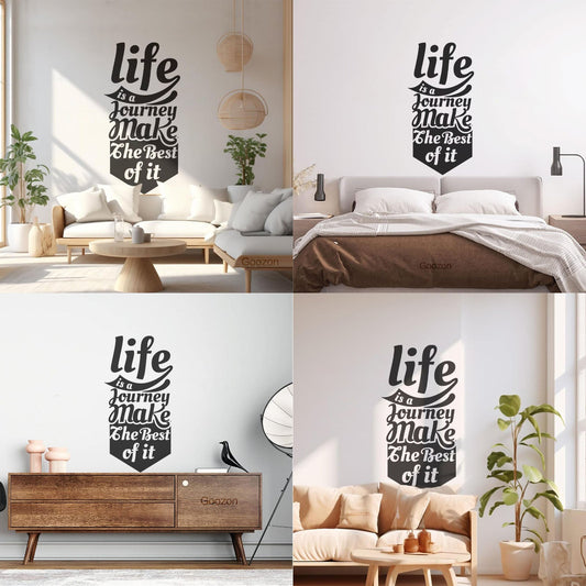 Fine Carving Stickers Life Is A Journey Make The Best Of It Typography Lettering Quote Waterproof