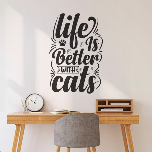Life Is Better With Cats Typography Wall Decals Tattoo Culture